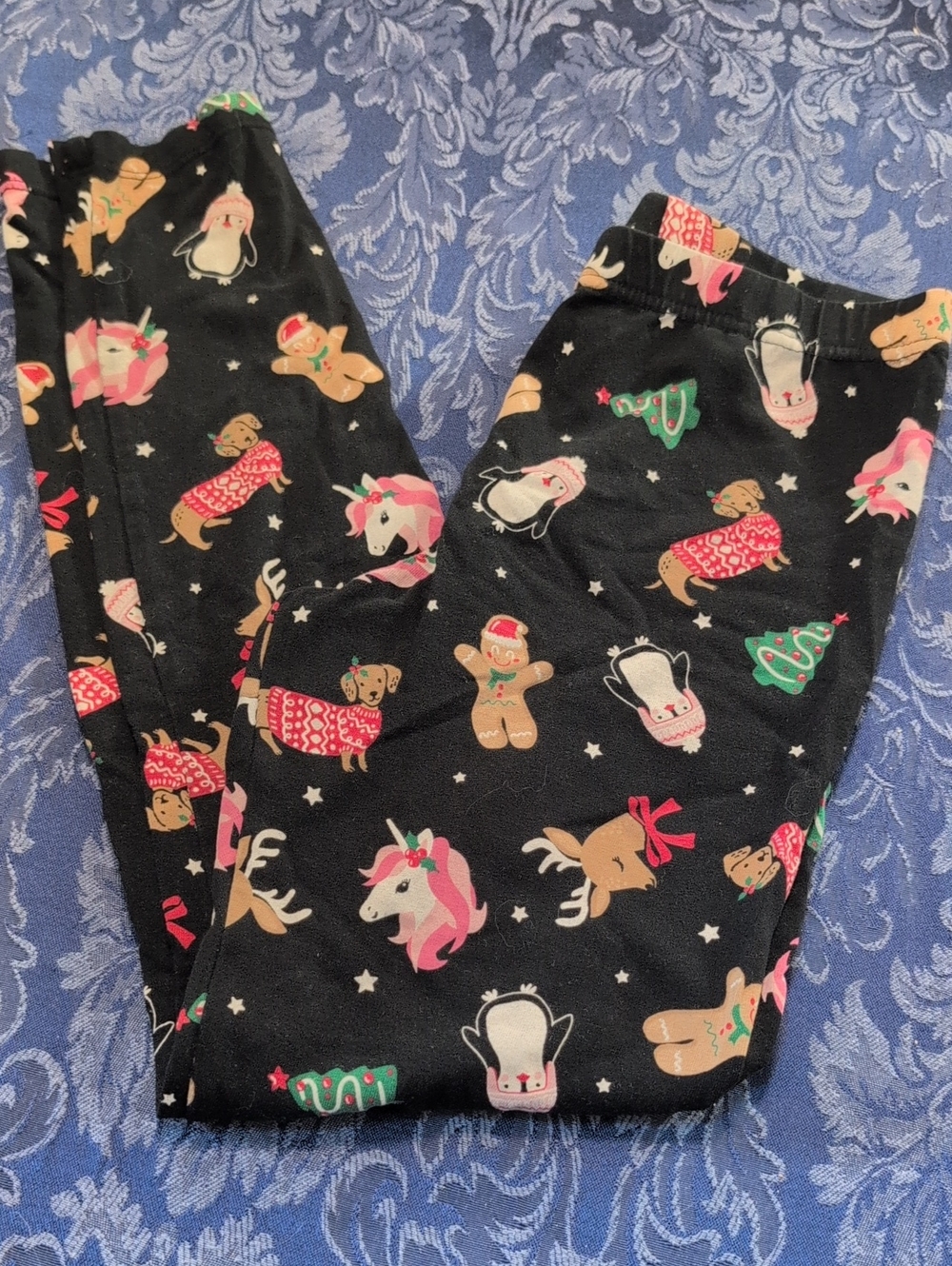 Kids Black Holiday Unicorn & Animal Print Leggings